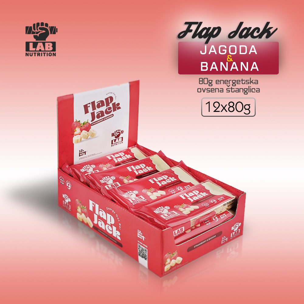 Ovsena štanglica FLAP JACK - BOX - Jagoda&Banana