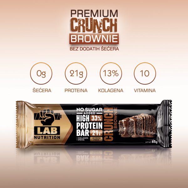 Proteinska Čokoladica – Crunch PREMIUM – Hrskava – BRAUNI – bez šećera