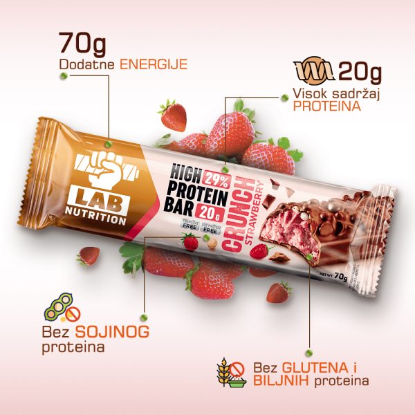 Proteinska Čokoladica – JAGODA – Crunch – 70g – CLASSIC