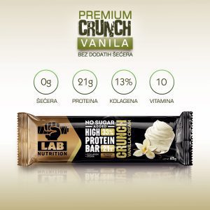Proteinska Čokoladica – Crunch PREMIUM – Hrskava – VANILA – bez šećera