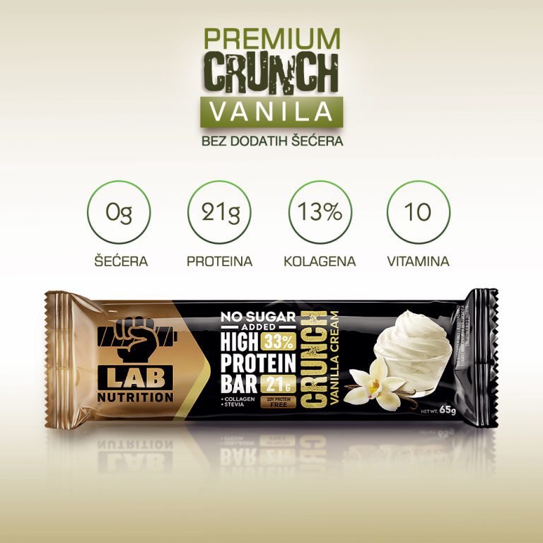 Proteinska Čokoladica – Crunch PREMIUM – Hrskava – VANILA – bez šećera