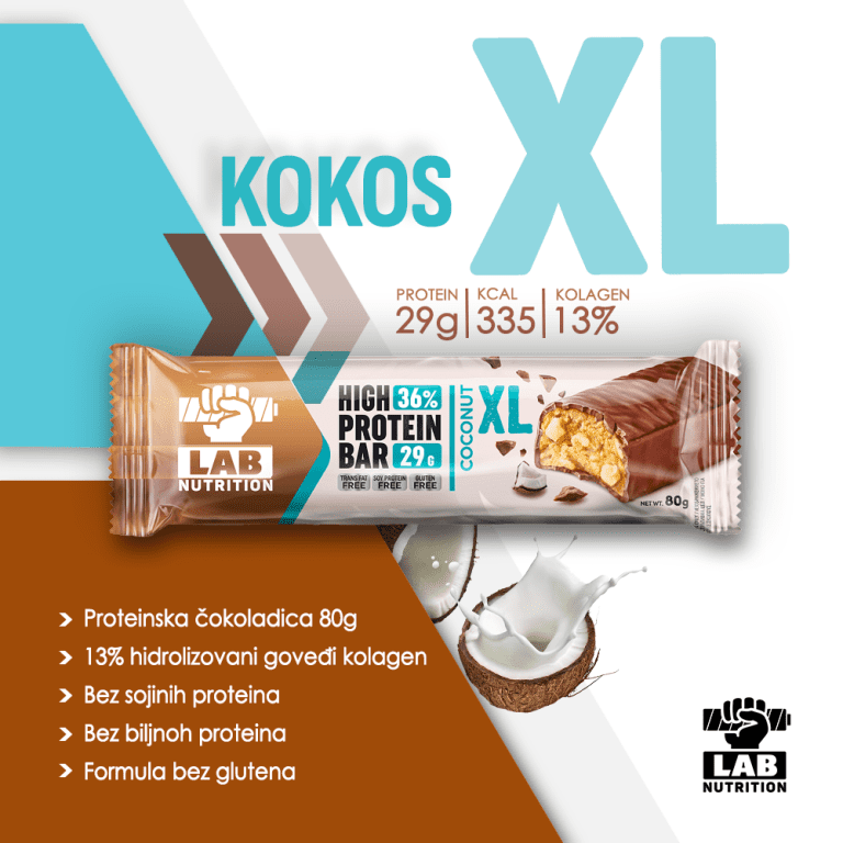 XL Proteinska čokoladica – KOKOS – 80g – CLASSIC