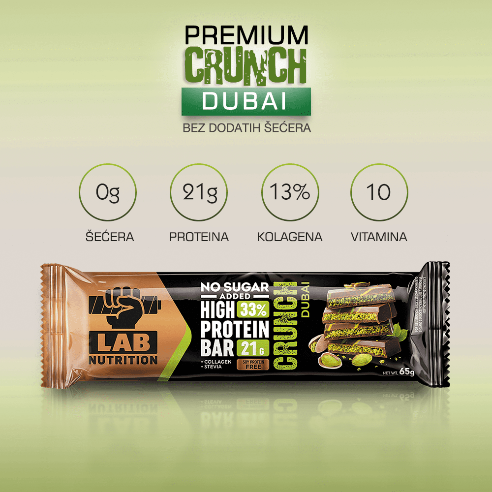 Proteinska Čokoladica – Crunch PREMIUM – Hrskava – DUBAI – bez šećera
